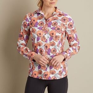 Duluth Trading Co Sidewinder Floral Gardening Shirt - Orange Purple - Size Small